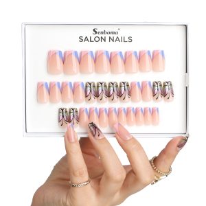 Butterfly Square Nails French Style Nails